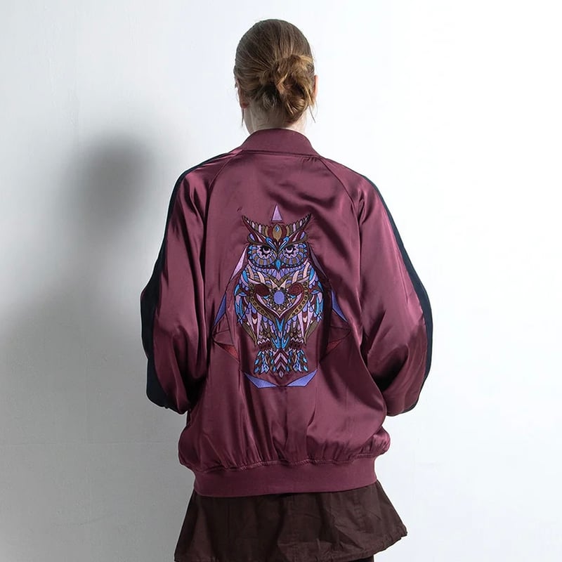 今期新作AULAAILAリバーシブル スカジャン バーガンディ・カーキ REVERSIBLE SUKAJAN — aulaaila