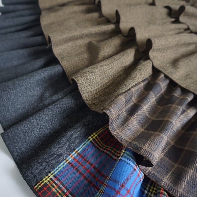 ♡2025W♡トーマスマグパイ♡ヘリンボーン×チェックスカート グレー ♡2025W♡Thomas magpie♡ヘリンボーン×チェックスカート グレー