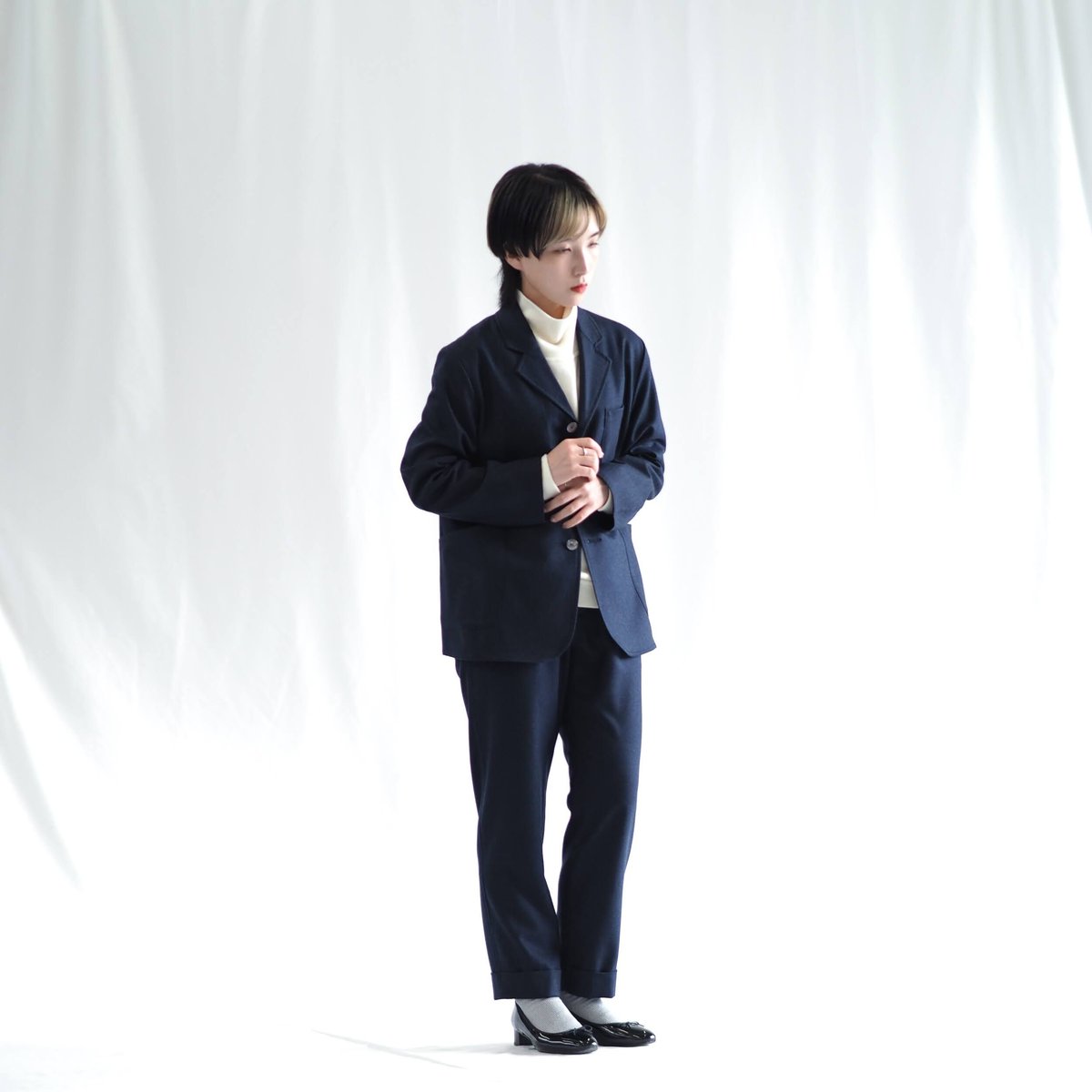 新見本工場　はたやブルゾン　クロムネイビー はたやブルゾン【ネイビー】 007BZ ［ メリノウール × シルク