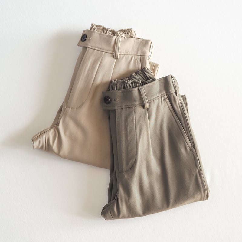 最終価格)新見本工場はたやパンツ　サイズ3 カーキ　バックサテンギャバ SALE】はたやパンツ（組下） 009PT ［ メリノウール×コットン