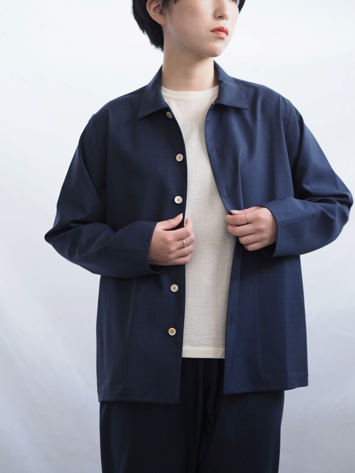 ナゴンスタンス   シャツ ネイビー 2018SS lantern sleeves tops（470JS830－1981