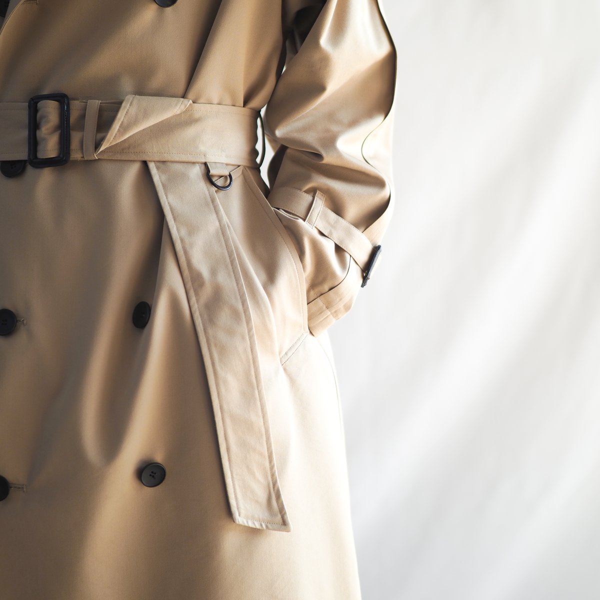 はたやトレンチ【ベージュ】002CO ［ コットン × メリノウール ］ | 新