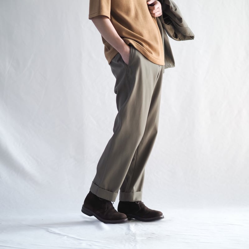 最終価格)新見本工場はたやパンツ　サイズ3 カーキ　バックサテンギャバ SALE】はたやパンツ（組下） 009PT ［ メリノウール×コットン