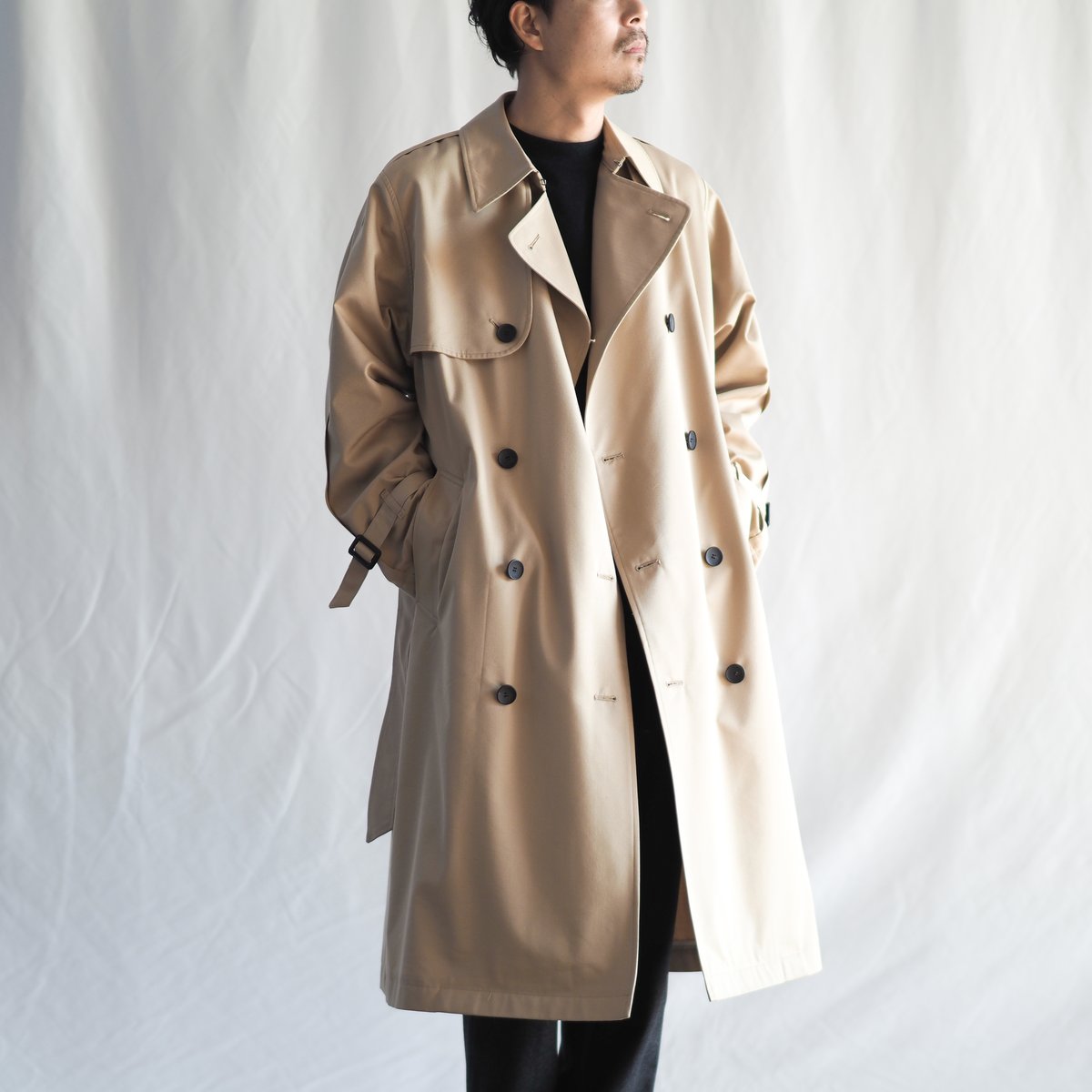 はたやトレンチ【ベージュ】002CO ［ コットン × メリノウール ］ | 新