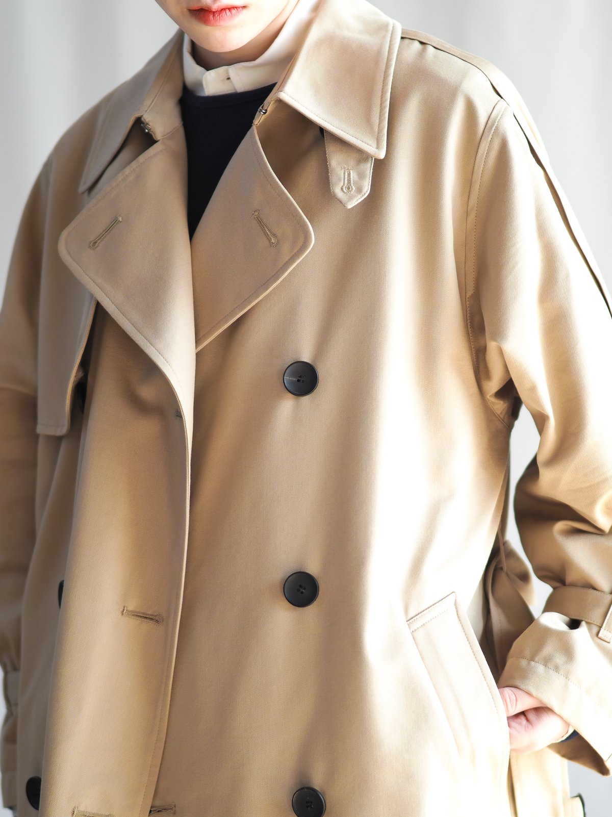 はたやトレンチ【ベージュ】002CO ［ コットン × メリノウール ］ | 新