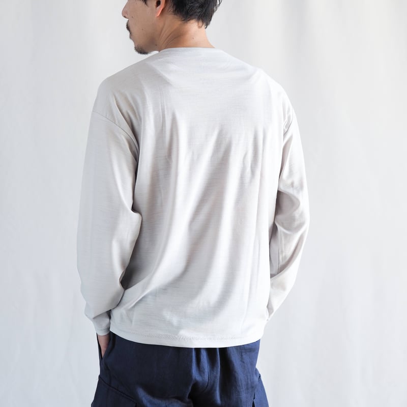 新見本工場 ひつじTシャツ ロング 備州ウール サイズ4 グレー ひつじTシャツ ロング/s 003CS ［ メリノウール ］ | 新見本工場
