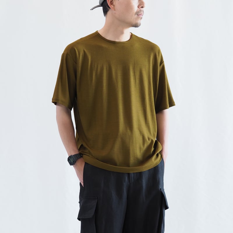 新見本工場　ひつじTシャツ ショート/s［ メリノウール ］アッシュブルー ひつじTシャツ ショート/s 002CS ［ メリノウール ］ | 新見本