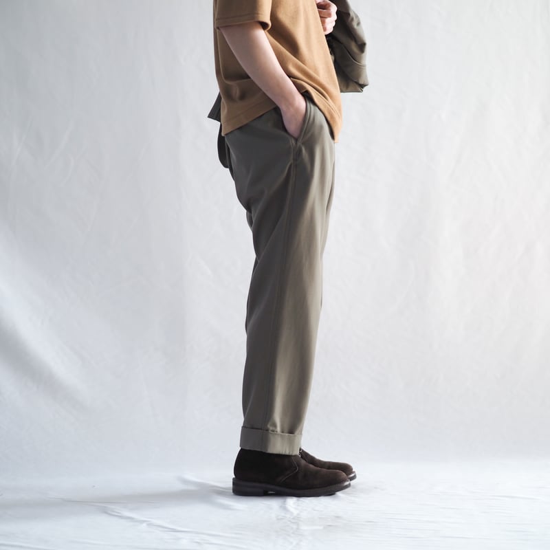 最終価格)新見本工場はたやパンツ　サイズ3 カーキ　バックサテンギャバ SALE】はたやパンツ（組下） 009PT ［ メリノウール×コットン