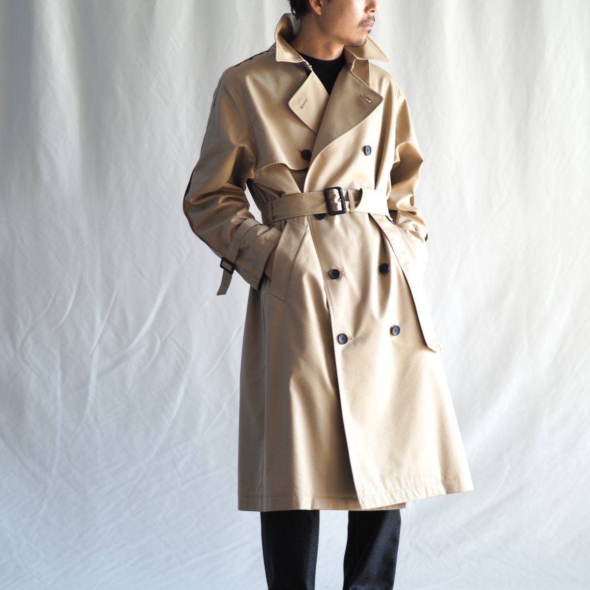 はたやトレンチ【ベージュ】002CO ［ コットン × メリノウール ］ | 新