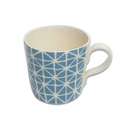マグ ハンドメイド 陶器製 北欧 カラフル コーヒーカップ ティール イエロー ビッグ・マグ「グラフィック」| Anna Broström