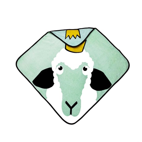 【子育て応援ギフトにも！】フード付きバスタオル 北欧 ノルウェーデザイン コットンベロア ヒツジ柄 ベビー 「ソーニャ」| Baby Livia