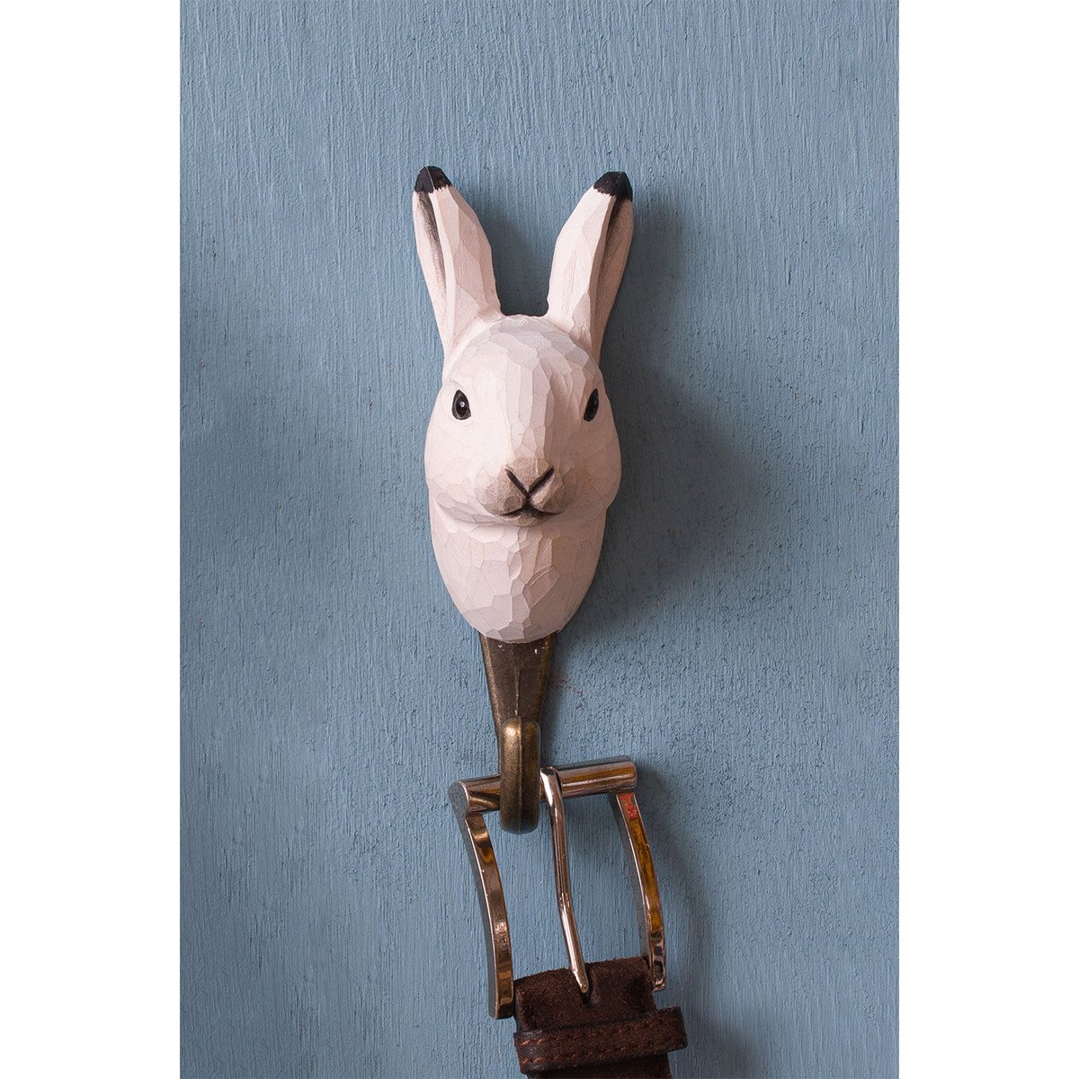 Wildlife Garden 手彫りアニマル・フック：ホッキョクウサギ