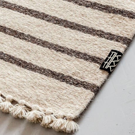 手織りラグ ボーダー柄 玄関・リビング 80x120cm Marine (マリン) | Tikau