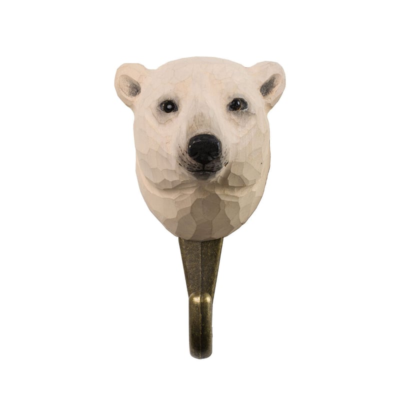 手彫り熊 Wildlife Garden 手彫りアニマル・フック：ホッキョクグマ