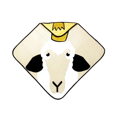 【子育て応援ギフトにも！】フード付きバスタオル 北欧 ノルウェーデザイン コットンベロア ヒツジ柄 ベビー 「ソーニャ」| Baby Livia