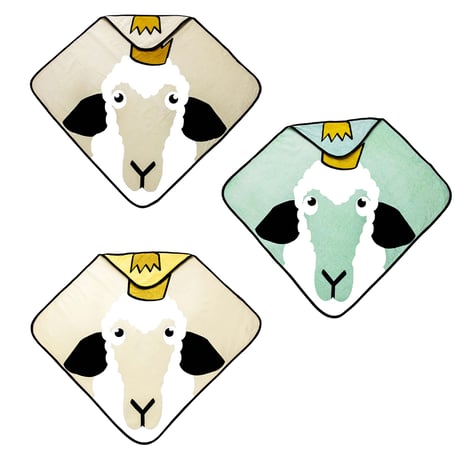 【子育て応援ギフトにも！】フード付きバスタオル 北欧 ノルウェーデザイン コットンベロア ヒツジ柄 ベビー 「ソーニャ」| Baby Livia