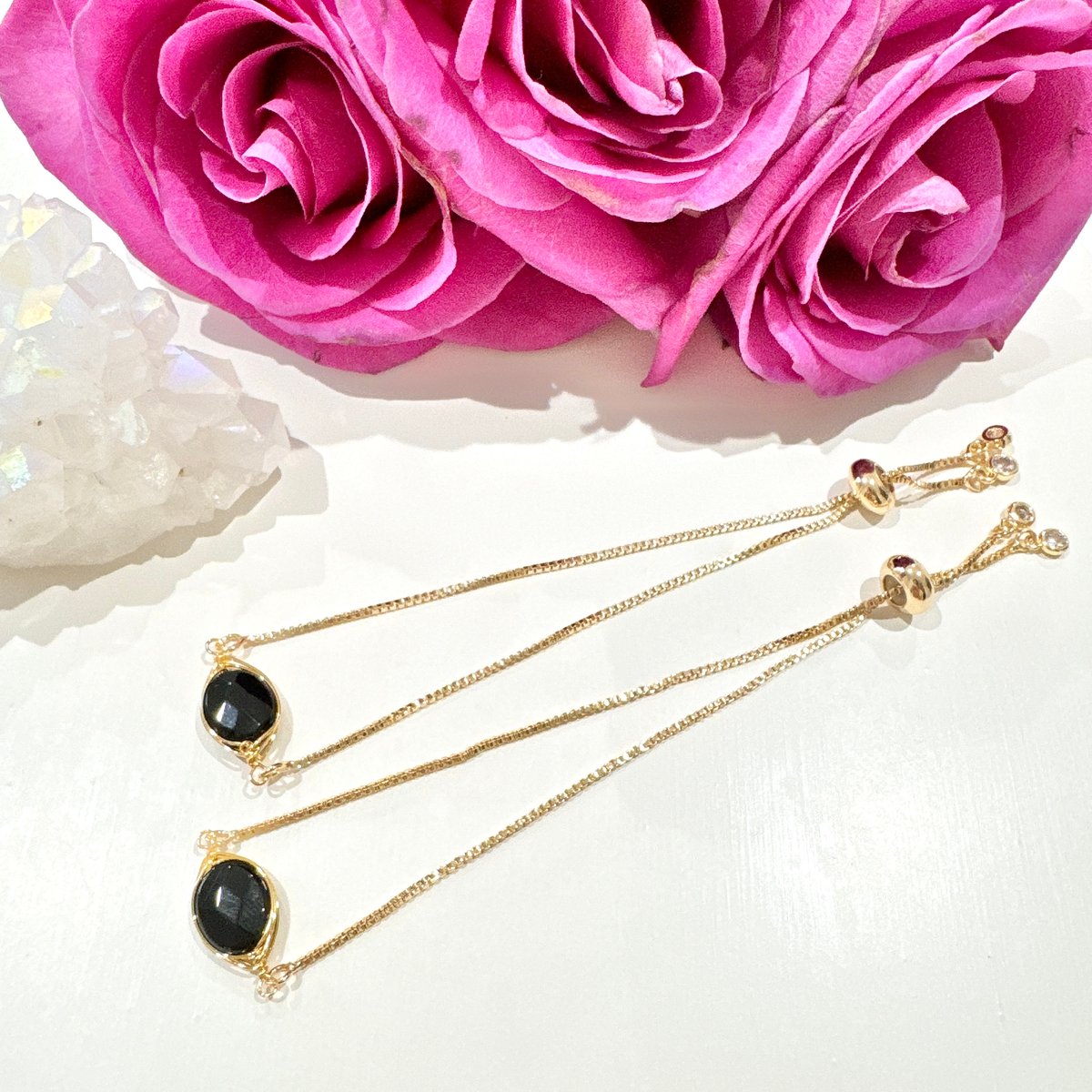 オシャレ❢お守りブレス モリオンとオニキスのバラ❥ 新 発売ハンドメイド・手芸 - オシャレ❢お守りブレス モリオン
