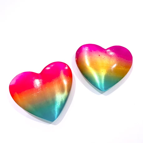 New✨🌈🤍レインボーキャッツアイセレナイトハート 🤍🌈✨お守りクリスタル
