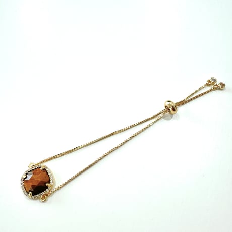 💛ラインストーン✖️タイガーアイ💛お守りブレスレット