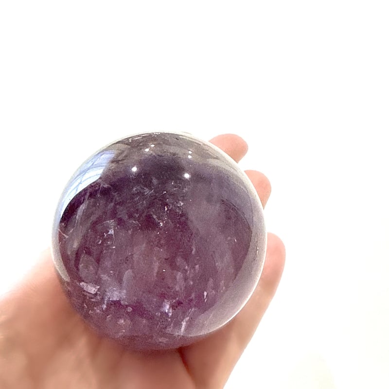 綺麗キラキラ虹入りアメジスト丸玉 60ミリ 真実の愛を守りぬく石 財運