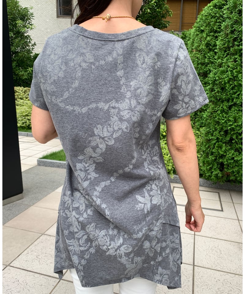 ☆未使用☆ イタリア製チュニック SALE50)(M〜L)綿100％ OE 天竺 サイド スリット センターシーム
