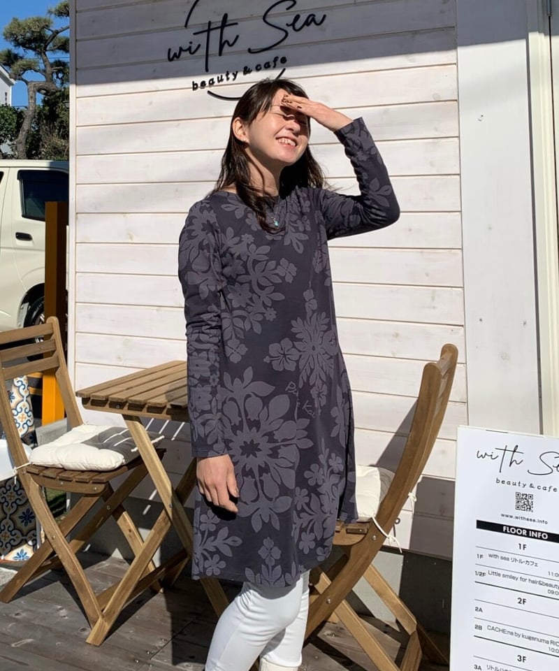 84025 ダイヤキルト柄防染Aラインチュニック | Pikake