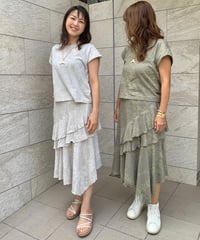 24503  ガーデニアピカケレイ柄シャンブレー綿スカート