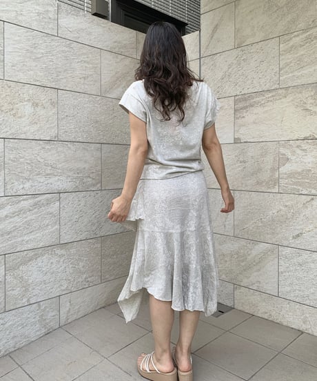 24503  ガーデニアピカケレイ柄シャンブレー綿スカート