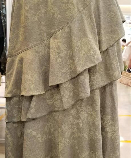 24503  ガーデニアピカケレイ柄シャンブレー綿スカート
