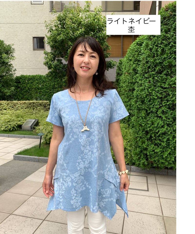 34003 ガーデニアピカケレイ柄チュニック | Pikake