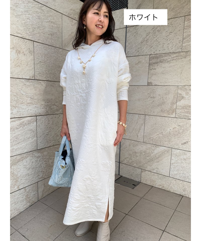 14305 ダイヤキルト柄キルティングフーディドワンピース | Pikake