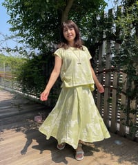 34500  ホワイトジンジャー柄アシメトリースカート