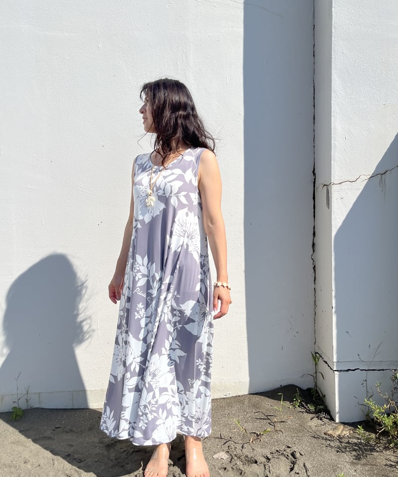 84313 マグノリア柄Aラインワンピース | Pikake