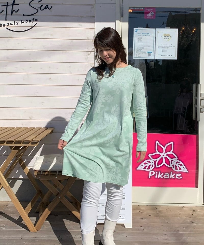 84025 ダイヤキルト柄防染Aラインチュニック | Pikake