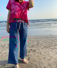 105209 デニムクロップドワイドパンツ