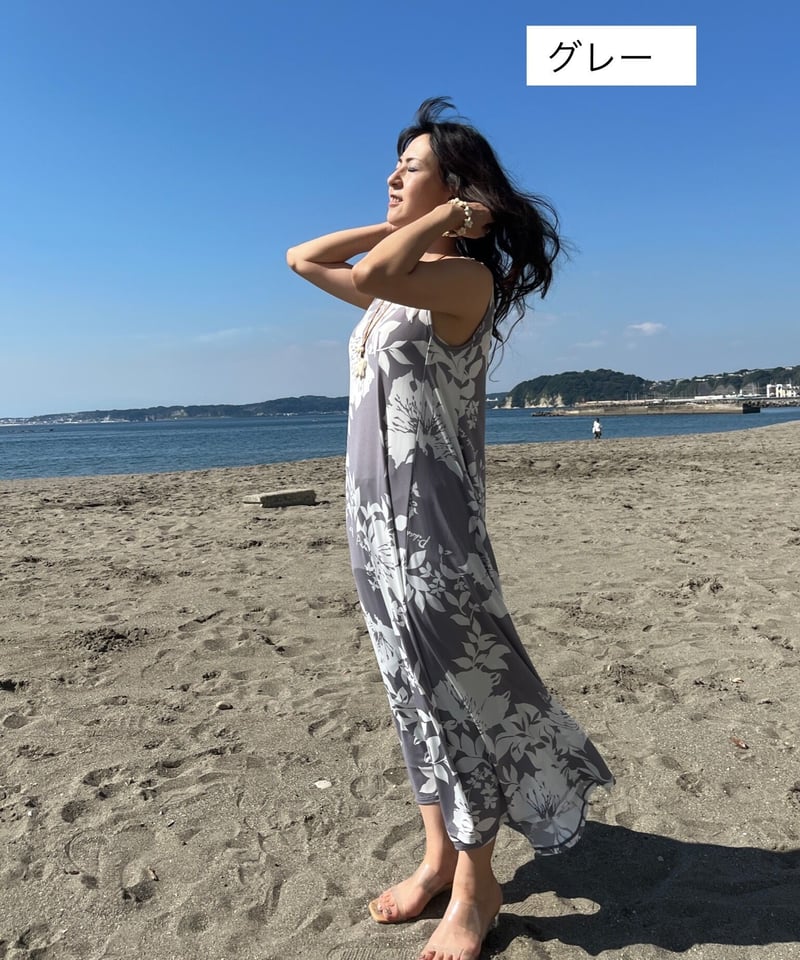 84313 マグノリア柄Aラインワンピース | Pikake