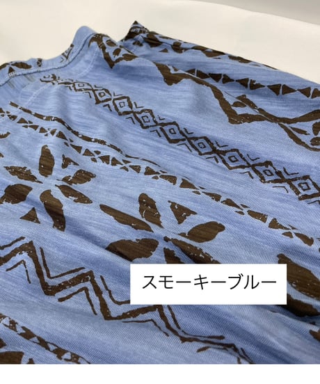 24501 タヒチタパボーダー柄逆スラブ天竺切替スカート