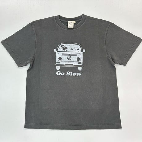 PEANUTSコラボ　GoSlow  LATE BUS  ビンテージ加工Ｔシャツ