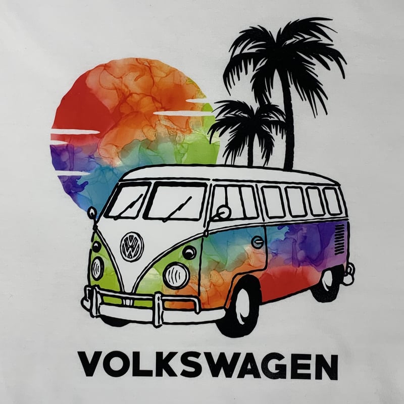 VW レインボーTシャツ 椰子の木とBUS BVW8358M | SUN & WEARGARAGE