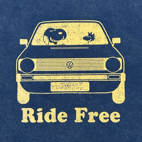 PEANUTSコラボ　RideFree　GOLF  ビンテージ加工Ｔシャツ