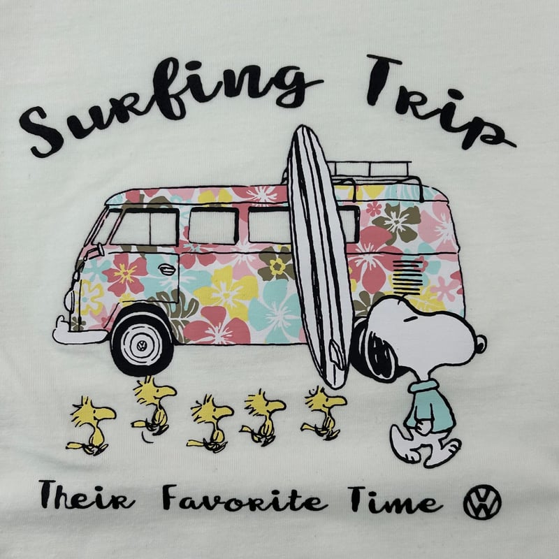 PEANUTS×VW SURFING TRIP FLOWER BUS T-SHIRT SVW1