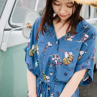 VW×PEANUTSコラボ　半袖ワンピースシャツ　ネイビー 273