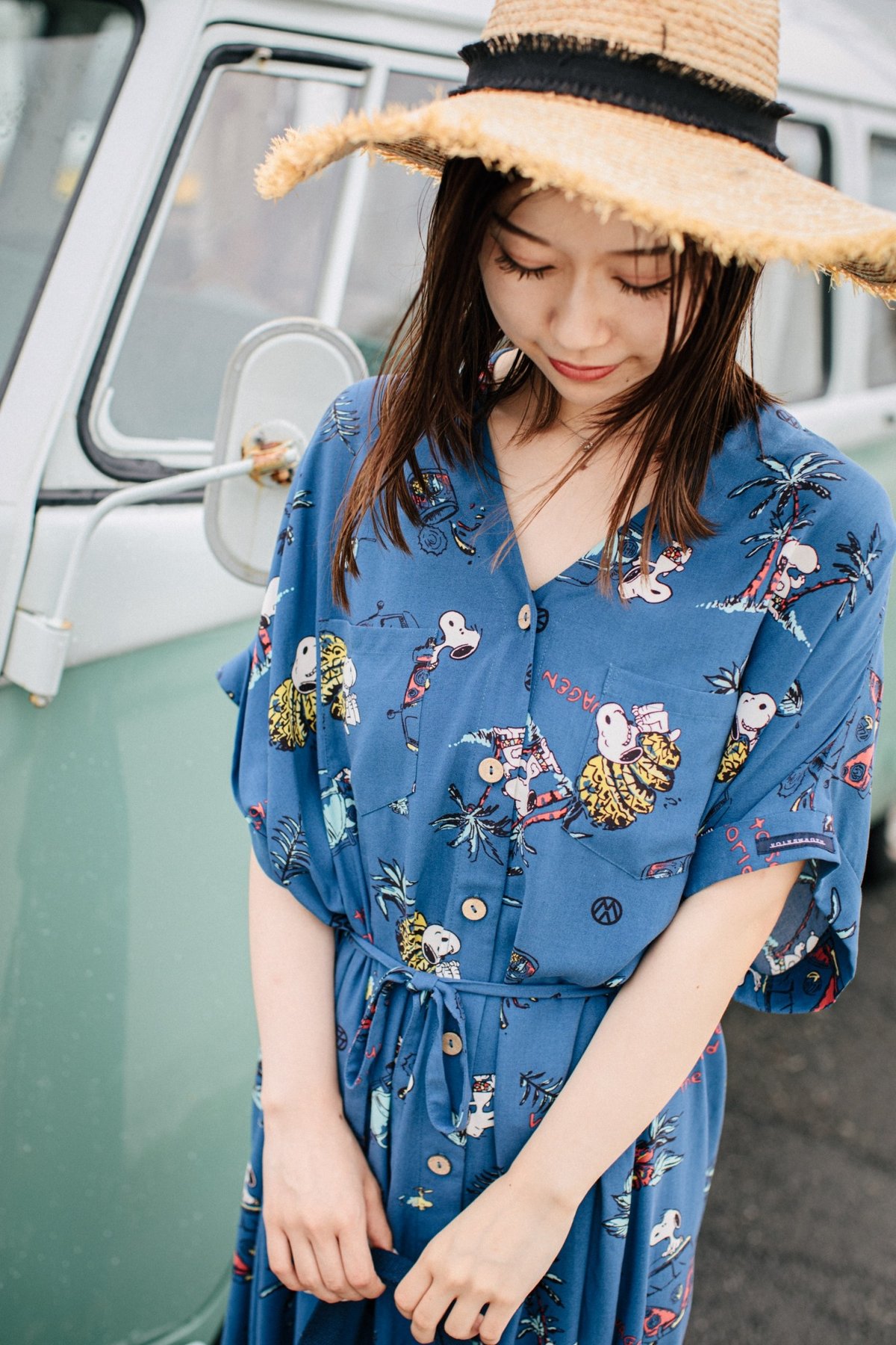 VW×PEANUTSコラボ 半袖ワンピースシャツ ネイビー 273 | SUN & WEARG