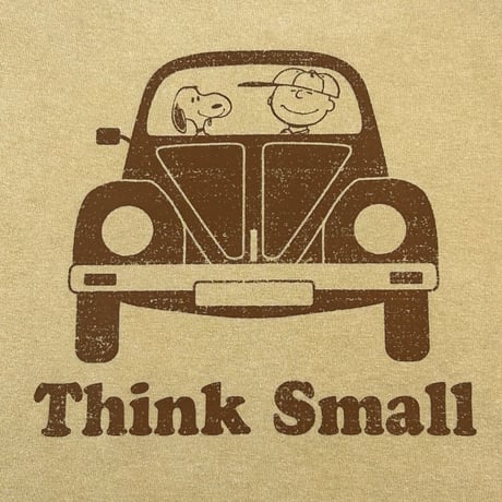 PEANUTSコラボ　Think　Small　BEETLE  ビンテージ加工 T