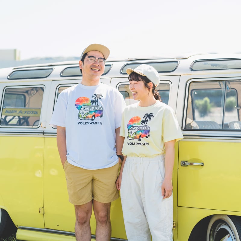 VW レインボーTシャツ 椰子の木とBUS BVW8358M | SUN & WEARGARAGE