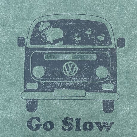 PEANUTSコラボ　GoSlow  LATE BUS  ビンテージ加工Ｔシャツ