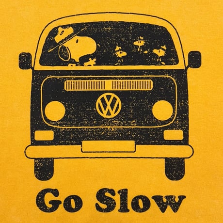 PEANUTSコラボ　GoSlow  LATE BUS  ビンテージ加工Ｔシャツ