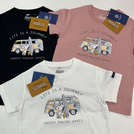 VW/PEANUTSコラボＴシャツ 　vw wave with snoopy　 KIDS  156