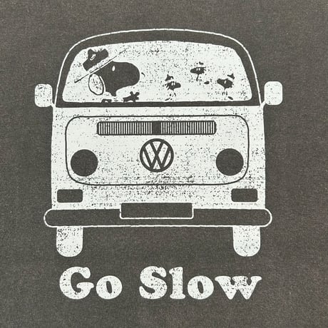 PEANUTSコラボ　GoSlow  LATE BUS  ビンテージ加工Ｔシャツ