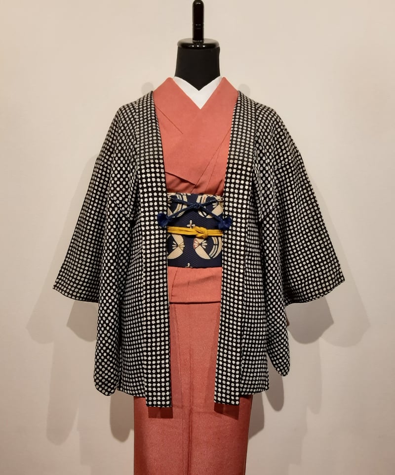 羽織】小紋羽織 黒地 花行儀 羽織紐付き | 仕立直や 